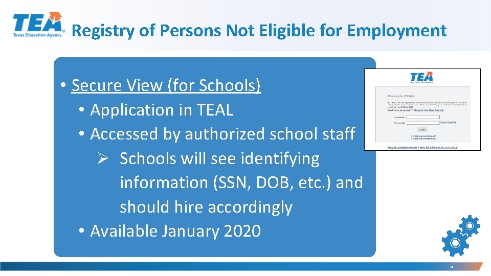 Registry of Persons Not Eligible for Employment • Secure View (for Schools) • Application