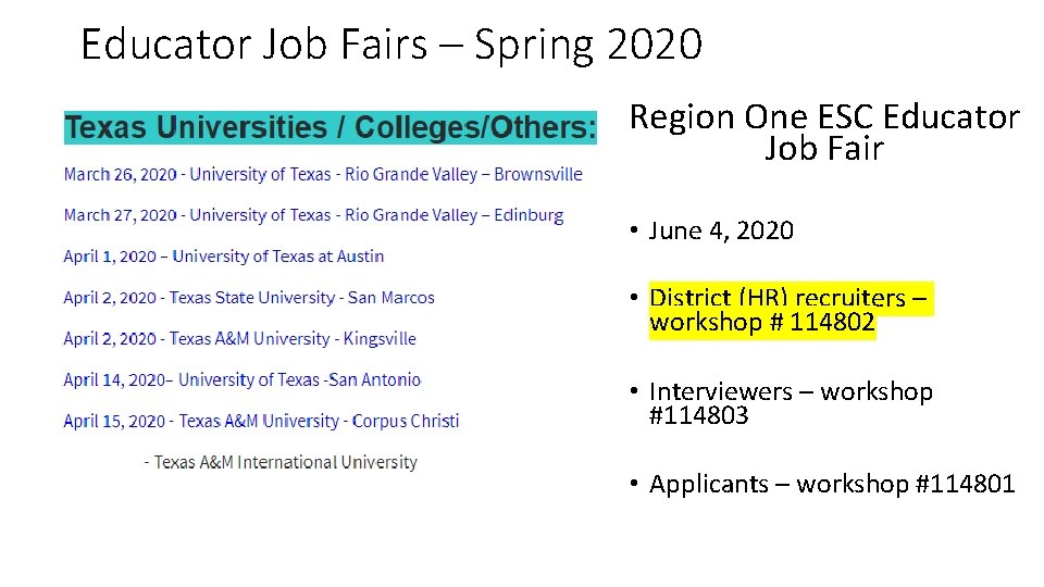 Educator Job Fairs – Spring 2020 Region One ESC Educator Job Fair • June