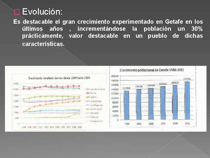 � Evolución: Es destacable el gran crecimiento experimentado en Getafe en los últimos años