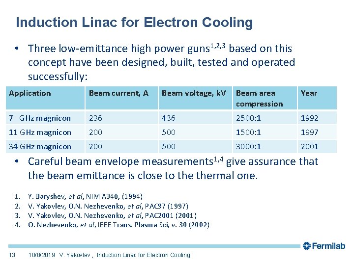 Induction Linac for Electron Cooling • Three low-emittance high power guns 1, 2, 3