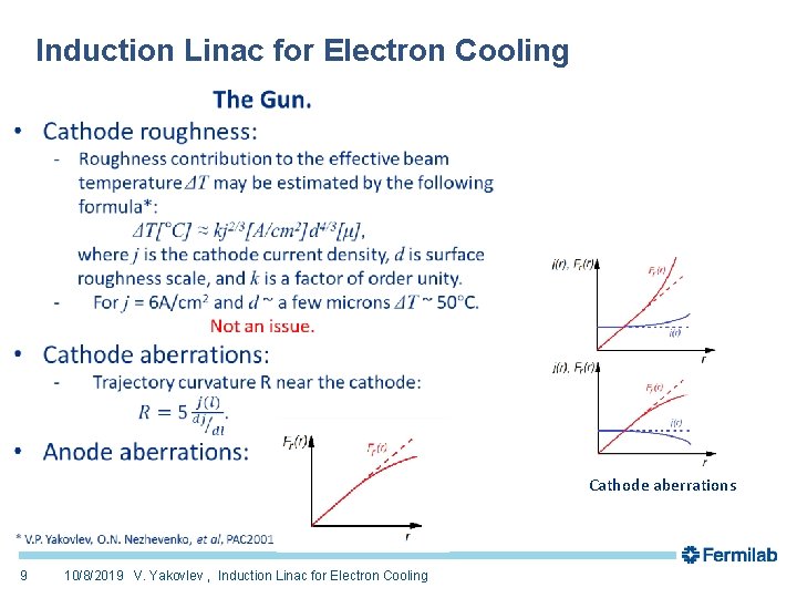 Induction Linac for Electron Cooling Cathode aberrations 9 10/8/2019 V. Yakovlev , Induction Linac