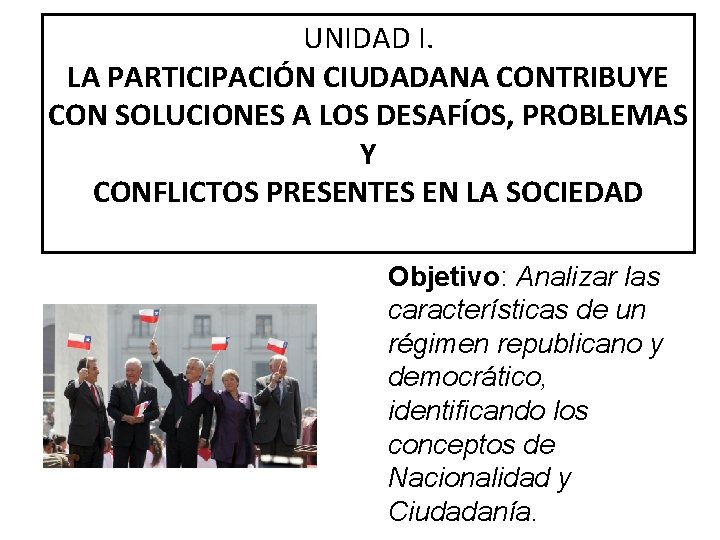 UNIDAD I. LA PARTICIPACIÓN CIUDADANA CONTRIBUYE CON SOLUCIONES A LOS DESAFÍOS, PROBLEMAS Y CONFLICTOS