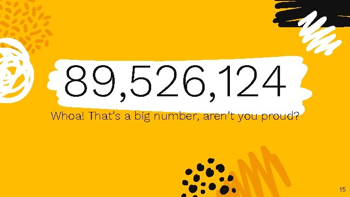 89, 526, 124 Whoa! That’s a big number, aren’t you proud? 15 
