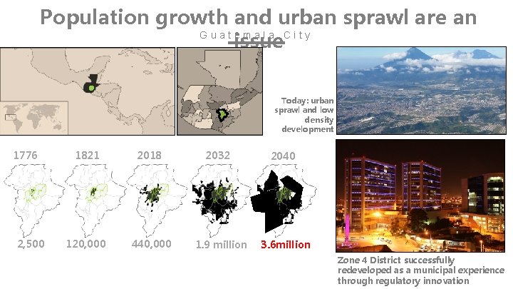 Population growth and urban sprawl are an Guatemala City issue Today: urban sprawl and