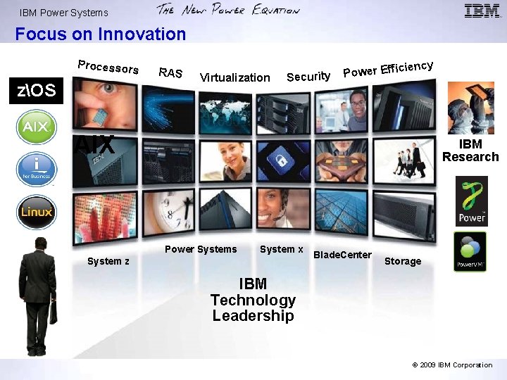 IBM Power Systems Focus on Innovation Processor s zOS RAS Virtualization Security iency Power