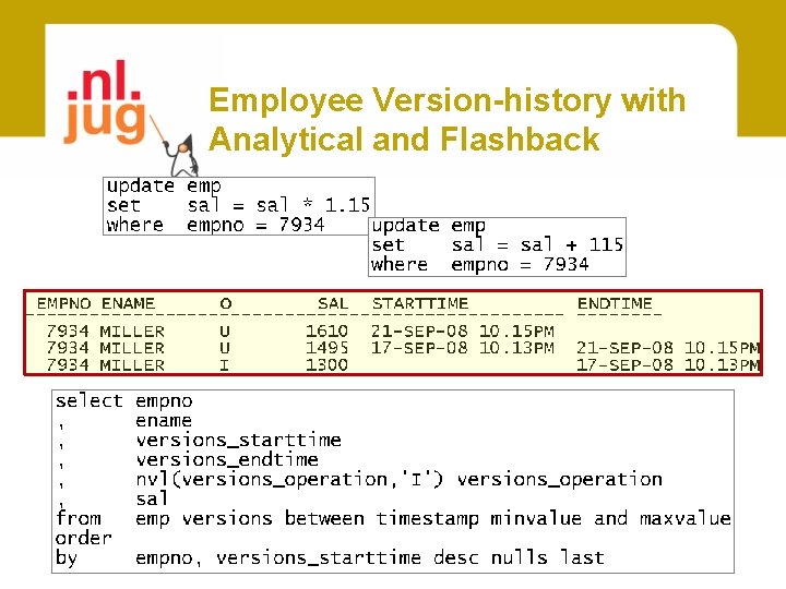 Employee Version-history with Analytical and Flashback 