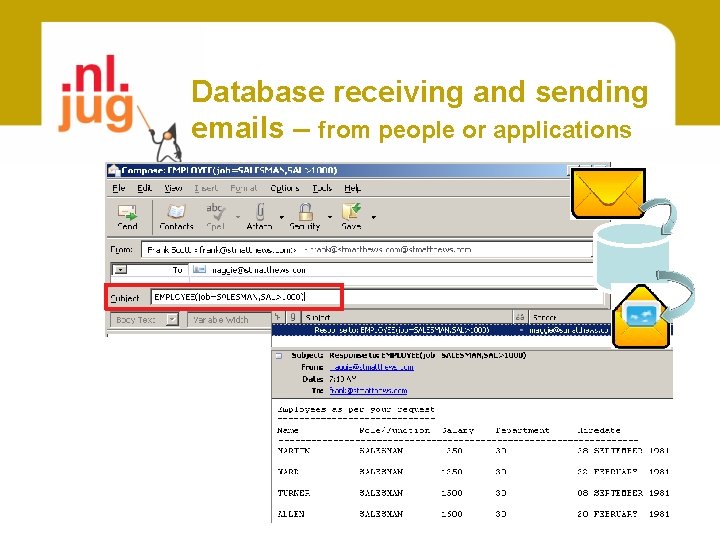 Database receiving and sending emails – from people or applications 