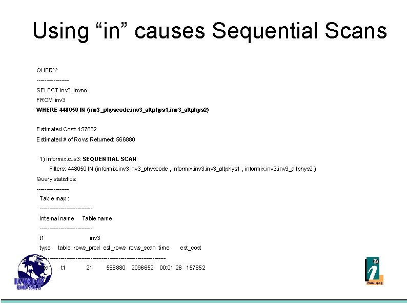 Using “in” causes Sequential Scans QUERY: --------SELECT inv 3_invno FROM inv 3 WHERE 448050