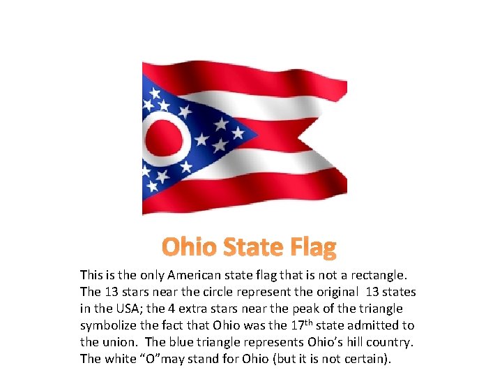 Ohio State Flag This is the only American state flag that is not a