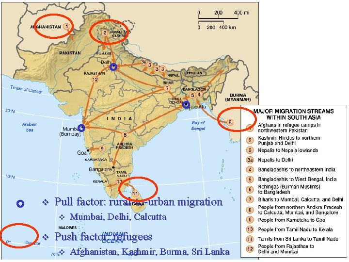 v Pull factor: rural-to-urban migration v v Mumbai, Delhi, Calcutta Push factor: refugees v