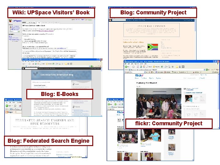 Wiki: UPSpace Visitors’ Book Blog: Community Project Blog: E-Books flickr: Community Project Blog: Federated Wiki: UPSpace Visitors’ Book Blog: Community Project Blog: E-Books flickr: Community Project Blog: Federated
