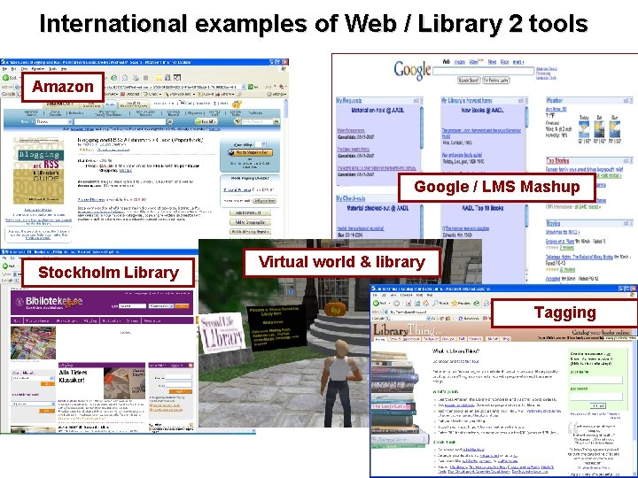 International examples of Web / Library 2 tools Amazon Google / LMS Mashup Stockholm International examples of Web / Library 2 tools Amazon Google / LMS Mashup Stockholm