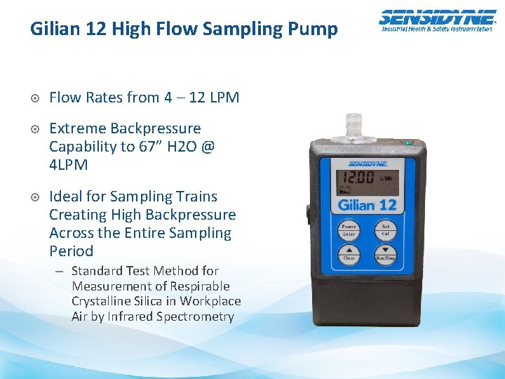Gilian 12 High Flow Sampling Pump Flow Rates from 4 – 12 LPM Extreme
