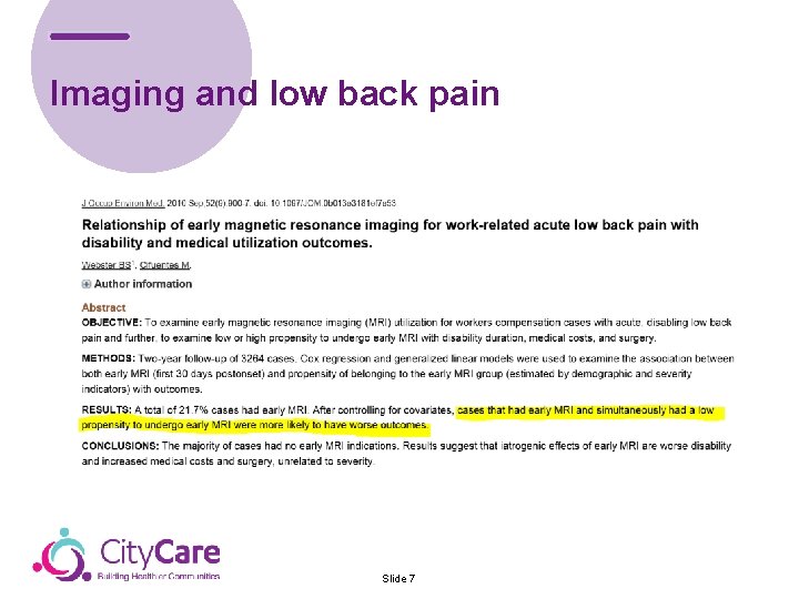 Imaging and low back pain Slide 7 