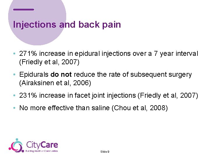 Injections and back pain • 271% increase in epidural injections over a 7 year