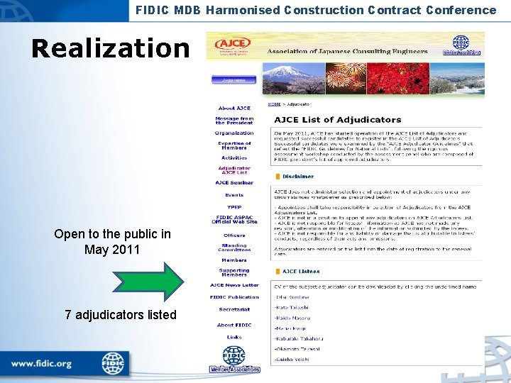 FIDIC MDB Harmonised Construction Contract Conference Realization Open to the public in May 2011