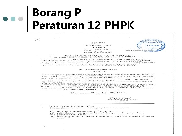 Borang P Peraturan 12 PHPK 