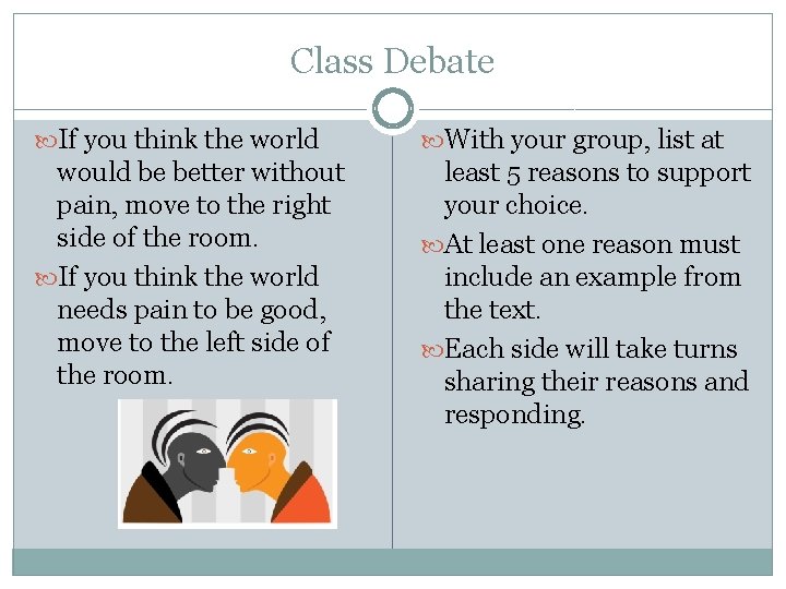 Class Debate If you think the world With your group, list at would be