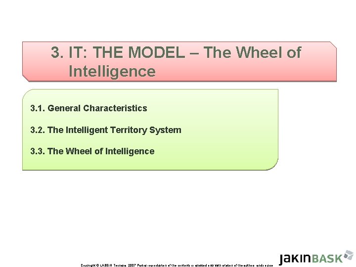 3. IT: THE MODEL – The Wheel of Intelligence 3. 1. General Characteristics 3.