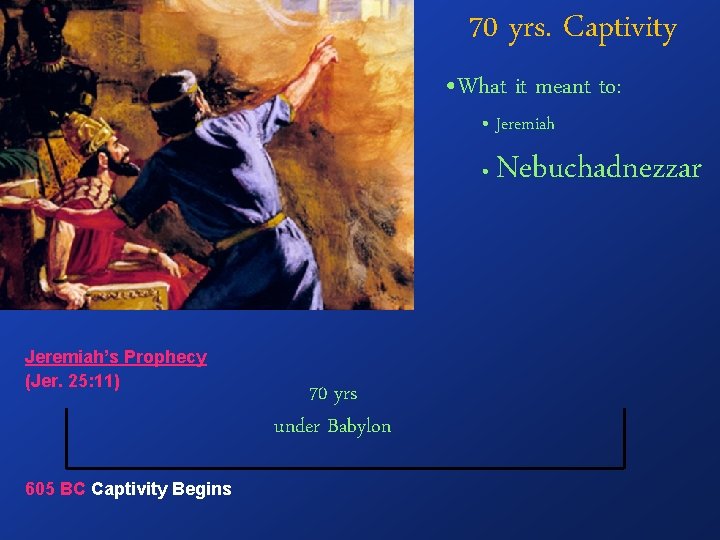 70 yrs. Captivity • What it meant to: • Jeremiah • Jeremiah’s Prophecy (Jer.