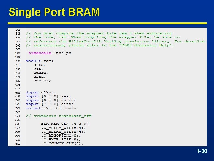 Single Port BRAM 1 -90 