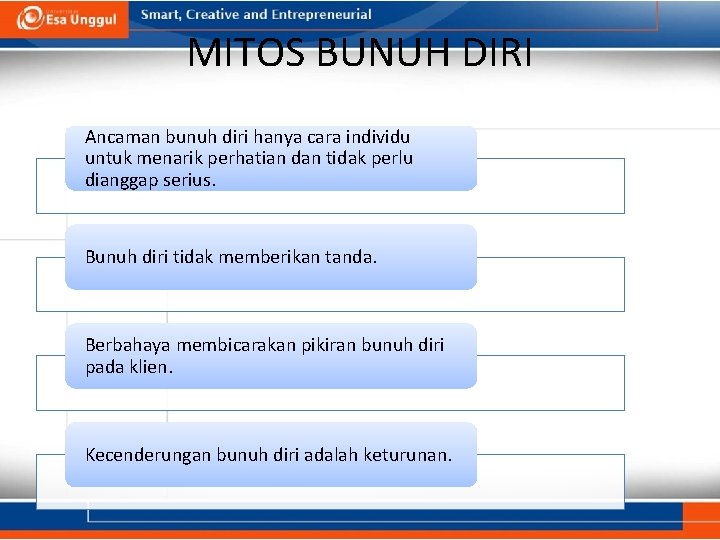 MITOS BUNUH DIRI Ancaman bunuh diri hanya cara individu untuk menarik perhatian dan tidak