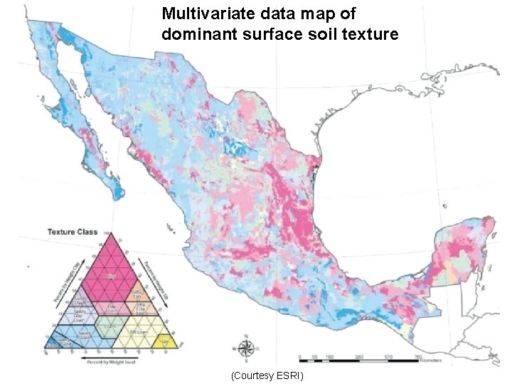 Multivariate data map of dominant surface soil texture (Courtesy ESRI) 