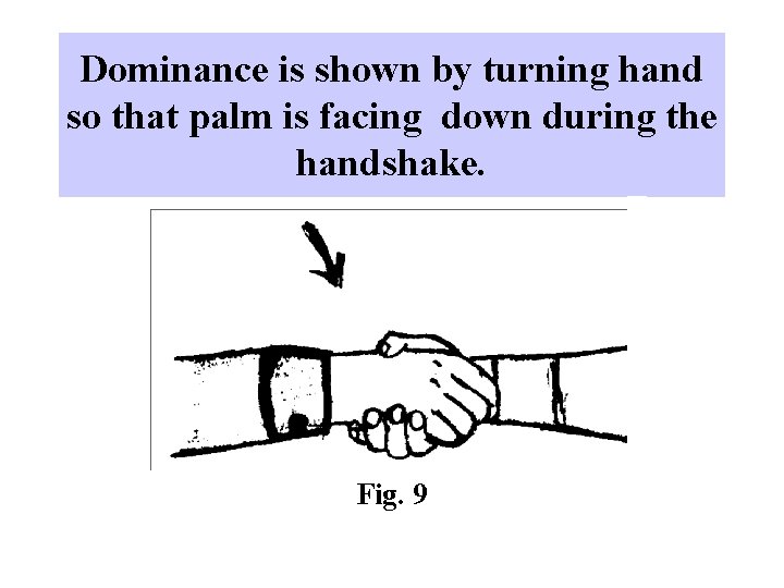 Dominance is shown by turning hand so that palm is facing down during the