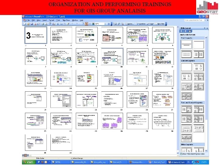 ORGANIZATION AND PERFORMING TRAININGS FOR GIS GROUP ANALAISIS 