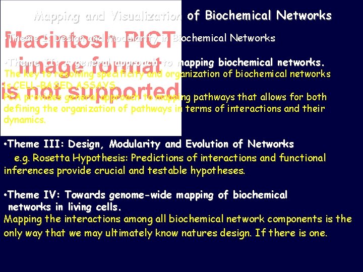 Mapping and Visualization of Biochemical Networks • Theme I: Design and Modularity in Biochemical