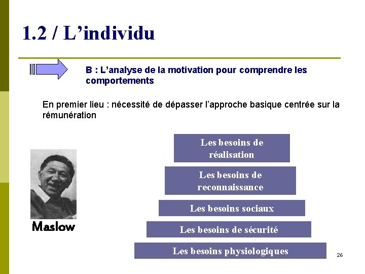 1. 2 / L’individu B : L’analyse de la motivation pour comprendre les comportements