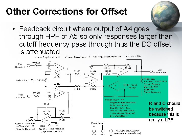 Other Corrections for Offset • Feedback circuit where output of A 4 goes through