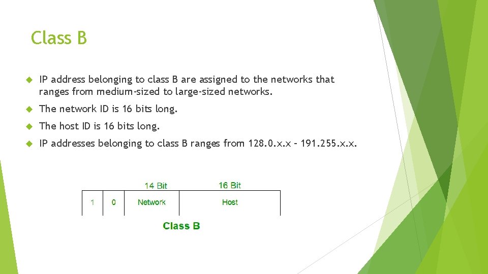 Class B IP address belonging to class B are assigned to the networks that