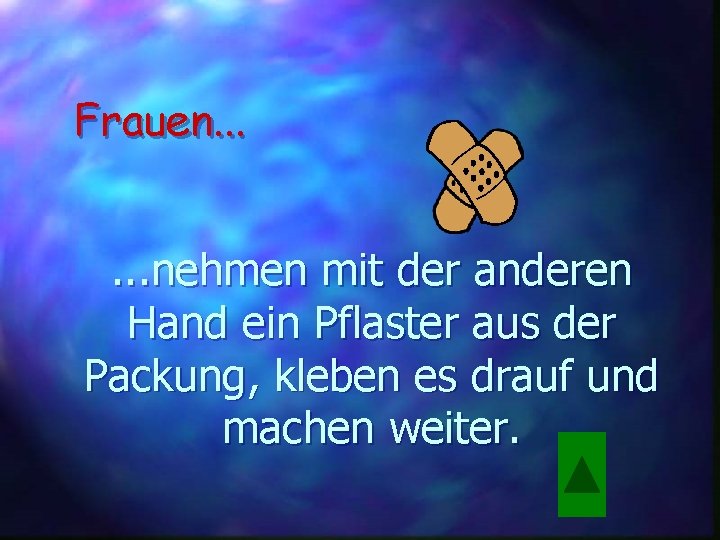 Frauen. . . nehmen mit der anderen Hand ein Pflaster aus der Packung, kleben