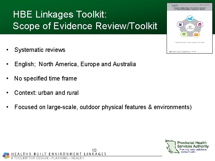 HBE Linkages Toolkit: Scope of Evidence Review/Toolkit • Systematic reviews • English; North America,