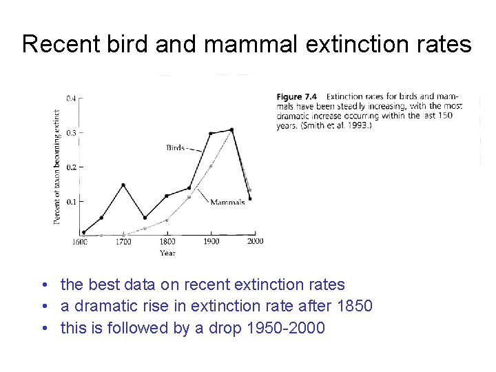 Recent bird and mammal extinction rates • the best data on recent extinction rates