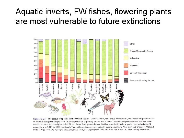 Aquatic inverts, FW fishes, flowering plants are most vulnerable to future extinctions 