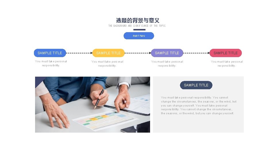 选题的背景与意义 THE BACKGROUND AND SIGNIFICANCE OF THE TOPIC PART TWO SAMPLE TITLE You must