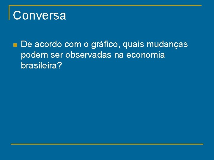 Conversa n De acordo com o gráfico, quais mudanças podem ser observadas na economia