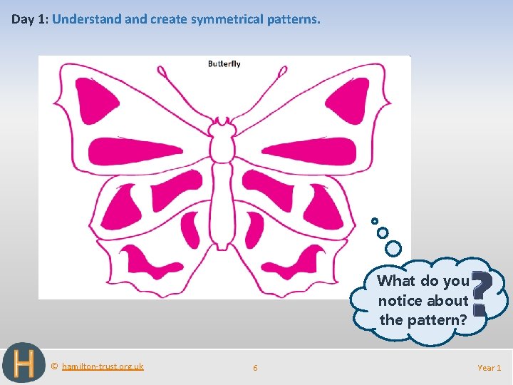 Day 1: Understand create symmetrical patterns. What do you notice about the pattern? ©