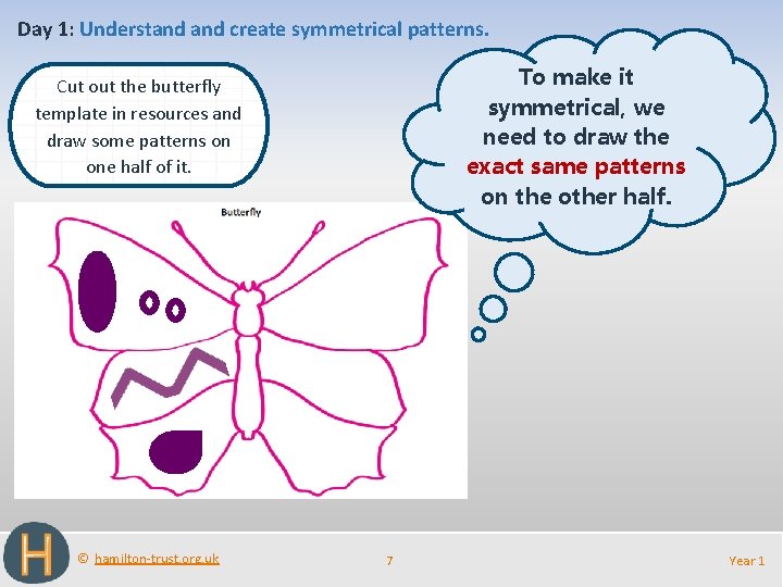 Day 1: Understand create symmetrical patterns. To make it symmetrical, we need to draw