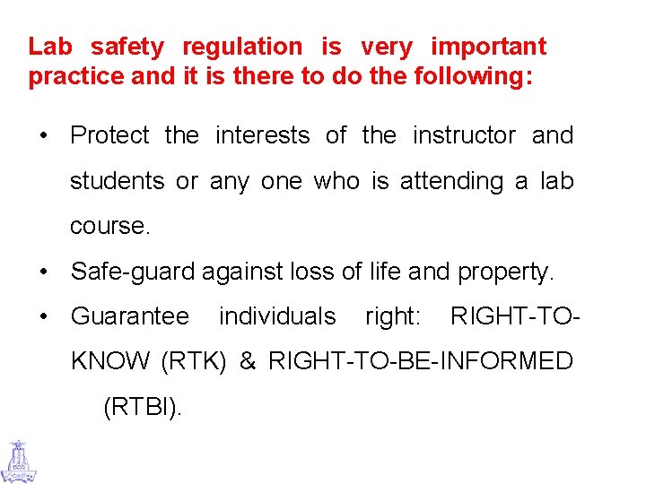 Lab safety regulation is very important practice and it is there to do the