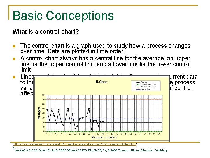 Basic Conceptions What is a control chart? n The control chart is a graph