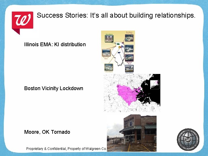 Success Stories: It’s all about building relationships. Illinois EMA: KI distribution Boston Vicinity Lockdown