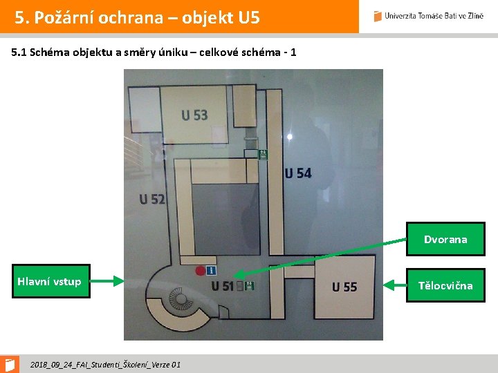 5. Požární ochrana – objekt U 5 5. 1 Schéma objektu a směry úniku