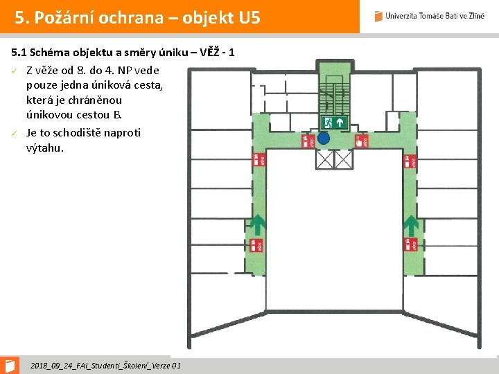 5. Požární ochrana – objekt U 5 5. 1 Schéma objektu a směry úniku