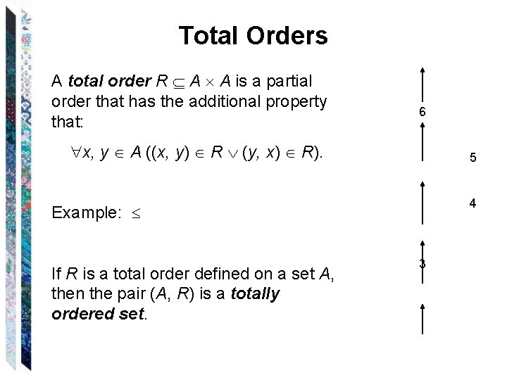 Total Orders A total order R A A is a partial order that has