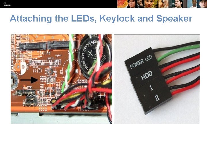 Attaching the LEDs, Keylock and Speaker 