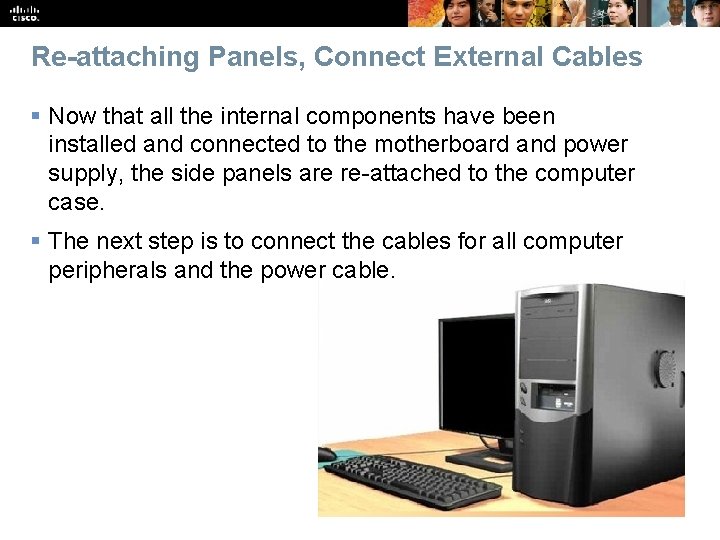 Re-attaching Panels, Connect External Cables § Now that all the internal components have been