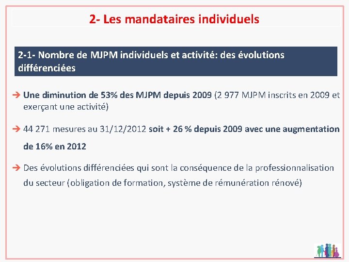 2 - Les mandataires individuels 2 -1 - Nombre de MJPM individuels et activité: